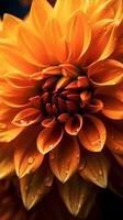 Dahlias flower macro photo wallpaper background. AI Generated