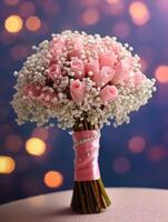 Babys breath flower copy space blurred window background. photo