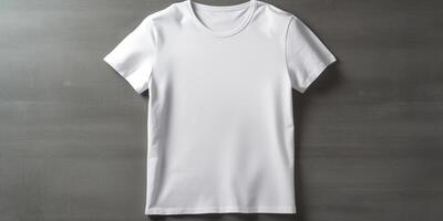 Men white blank t shirt template, natural shape for your design mockup for print, isolated on dark  background photo