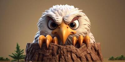 Eagle cute animal clay cartoon animation, AI Generated photo