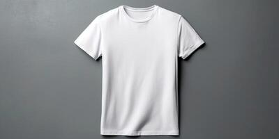 Men white blank tshirt template, natural shape for your design mockup for print, isolated on dark  background photo