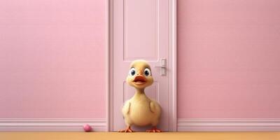 Duck little cute animal clay cartoon animation, AI Generated photo