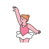 A cute ballerina is dancing in a tutu skirt. outline simple vector illustration.