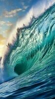 Ocean wave blue water background. AI Generated photo