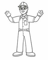 construction worker coloring page vector