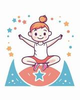 cartoon girl jumping vector