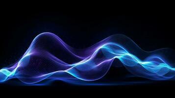 Neon Azure Rhythm Abstract Techno Waves in Cyberpunk Spectrum photo