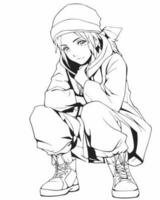 anime boy kneeling vector