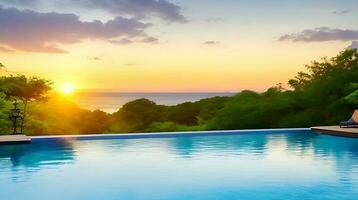 al aire libre lujo puesta de sol nadando piscina antecedentes ai generado foto