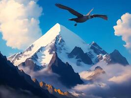 Mountain sky and eagle combination background ai generated photo