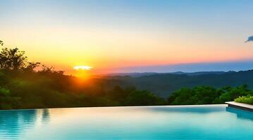 al aire libre lujo puesta de sol nadando piscina antecedentes ai generado foto