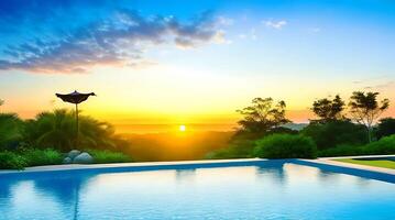 al aire libre lujo puesta de sol nadando piscina antecedentes ai generado foto