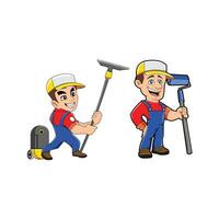 cleaning service mascot vector