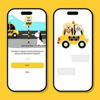 Phone App Pet taxi vector illustration Transfer service for animals