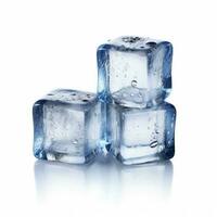 Ice cubes isolated on white background. Generative AI photo
