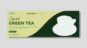 Tea timeline cover and web banner design vector template.