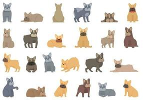 French Bulldog icons set cartoon vector. Puppy pug vector