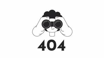 Bra investering möjligheter bw fel 404 animation. bygga strategi. välja sätt fel meddelande gif, rörelse grafisk. tänkande investerare animerad karaktär översikt 4k video isolerat på vit bakgrund