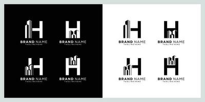 Initial H logo with real estate elements vector