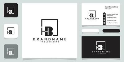 Initial Letter HB typography logo design vector with business card design Premium Vector