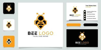 Bee Logo Design With Luxury Gold Colour. Bee Logo Template. Modern Design. Flat Logo. Vector Illustration