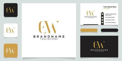 Alphabet letters Initials Monogram logo EW or WE with business card design Premium Vector