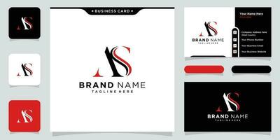 Alphabet letters Initials Monogram logo AS, SA, A and S with business card design vector