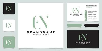 EN logo initial letter template design vector with business card design Premium Vector