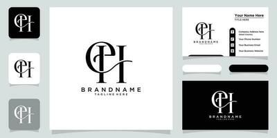 Alphabet letters Initials Monogram logo EH, HE, E and H with business card design Premium Vector