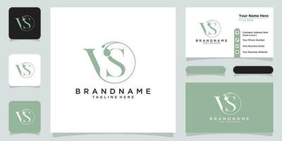 Initial letter VS luxury Logo design Vector with business card design Premium Vector