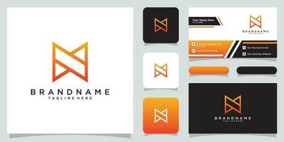 Letter N logo icon design template elements with business card design Premium Vector