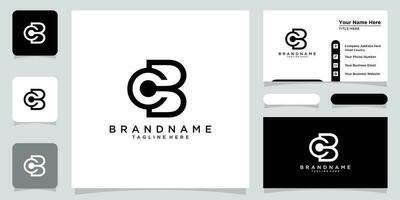 Initial BC or CB Letter Logo Design Vector Template with business card design Premium Vector