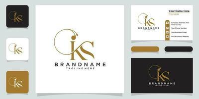 Alphabet letters Initials Monogram logo KS with business card design Premium Vector