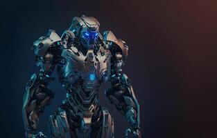 A robot with a blue-tinted metallic finish, performing various tasks and showcasing advanced artificial intelligence capabilities. photo
