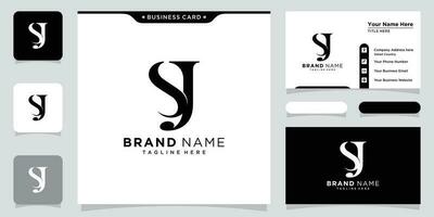 Alphabet letters Initials Monogram logo JS or SJ, J and S with business card design vector