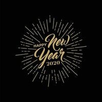 Happy New Year hand-lettering text. Handwritten modern calligraphy vector