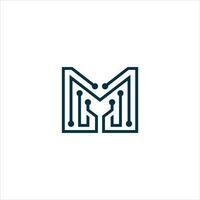 Logo design template for Letter M Technology vector