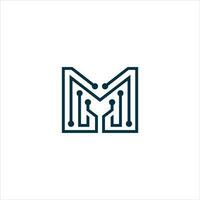 Logo design template for Letter M Technology vector