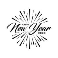 Happy New Year hand-lettering text. Handwritten modern calligraphy vector