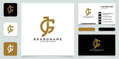 Initial Letter GJ typography logo design vector with business card design Premium Vector