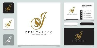Initial letter J luxury Logo design Vector with business card design Premium Vector