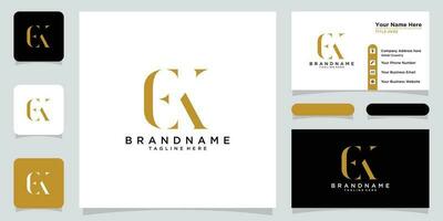 Alphabet letters Initials Monogram logo EK or KE, E and K with business card design Premium Vector