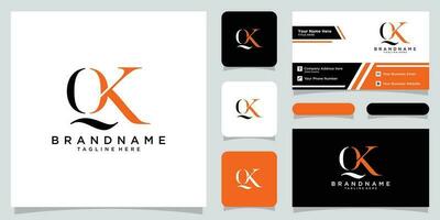 QK, KQ Abstract initial monogram letter alphabet logo design with business card design Premium Vector