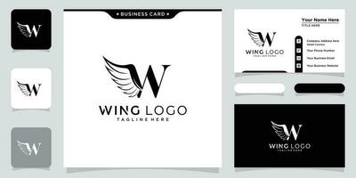 Initial W letter logo and wings symbol. Wings design element, initial logo Wings W icon vector