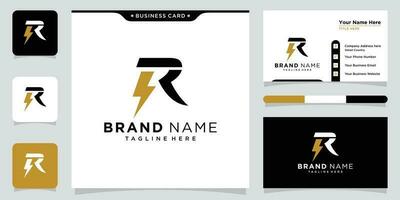 R logo energy vector for identity company. initial letter R thunder template vector illustration.