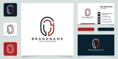 Initial letters JC shape monogram with business card design Premium Vector