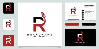 Letter R rocket logo icon vector design template premium vector