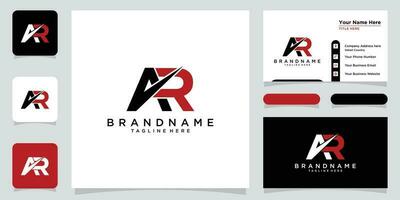 Initial Letter AR typography logo design vector with business card design premium vector