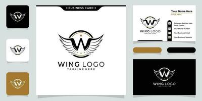 Initial W letter logo and wings symbol. Wings design element, initial logo Wings W icon vector