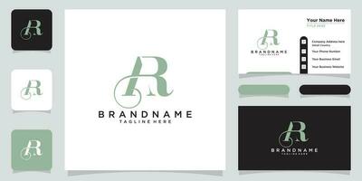 Initial letter AR luxury Logo design with business card design Premium Vector